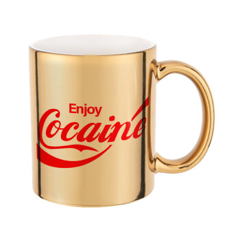 Enjoy Cocaine, Mug ceramic, gold mirror, 330ml