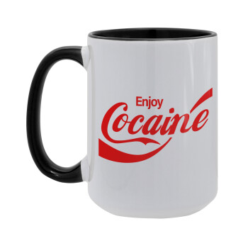 Enjoy Cocaine, Κούπα Mega 15oz, κεραμική Μαύρη, 450ml