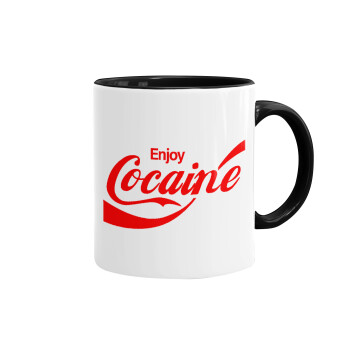 Enjoy Cocaine, Mug colored black, ceramic, 330ml