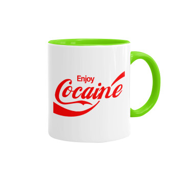 Enjoy Cocaine, Mug colored light green, ceramic, 330ml