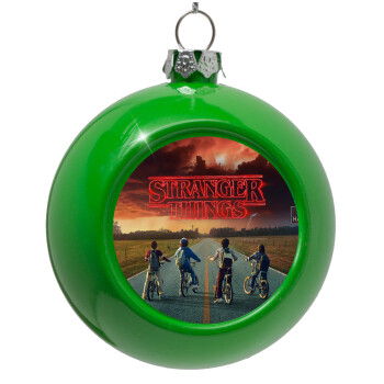 Stranger Things city, Green Christmas tree ornament bauble 8cm