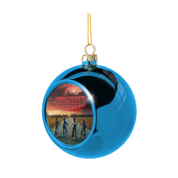 Stranger Things city, Blue Christmas tree ball ornament 8cm