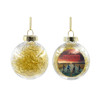 Stranger Things city, Transparent Christmas tree ball ornament with gold filling 8cm