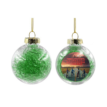 Stranger Things city, Transparent Christmas tree ball ornament with green filling 8cm