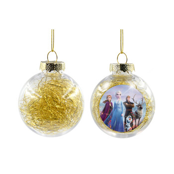 Frozen, Transparent Christmas tree ball ornament with gold filling 8cm