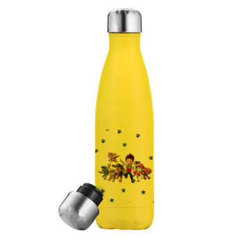 paw patrol, Yellow Stainless Steel Metallic Thermos, double-walled, 500ml