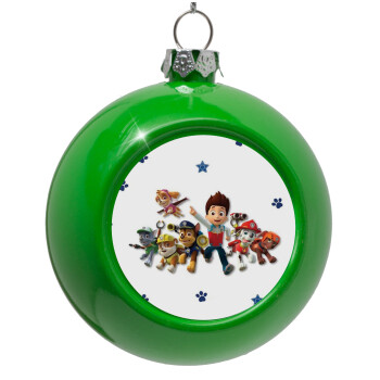 paw patrol, Green Christmas tree ornament bauble 8cm