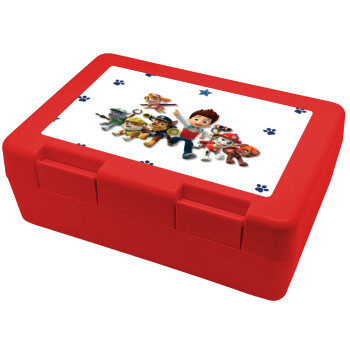 paw patrol, Παιδικό δοχείο κολατσιού ΚΟΚΚΙΝΟ 185x128x65mm (BPA free πλαστικό)