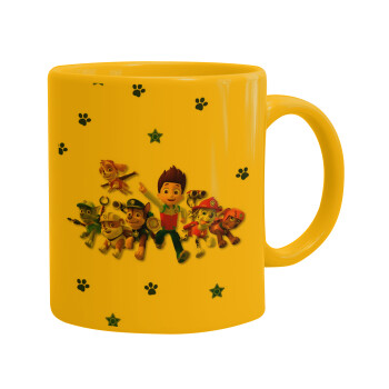 paw patrol, Ceramic coffee mug yellow, 330ml (1pcs)