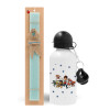 Easter Set, metallic aluminum water bottle (500ml) & scented flat candle (30cm) (TURQUOISE)