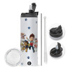 Travel Tumbler 2 Lids, with metal straw & cleaning brush (Stainless steel 304 Food grade, BPA free, 600ml)