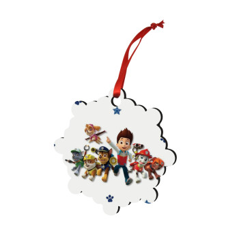 paw patrol, Christmas ornament snowflake wooden 7.5cm