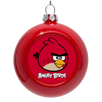 Angry birds Terence, Στολίδι Χριστουγεννιάτικη μπάλα δένδρου Κόκκινη 8cm