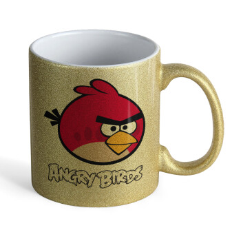 Angry birds Terence, Κούπα Χρυσή Glitter που γυαλίζει, κεραμική, 330ml