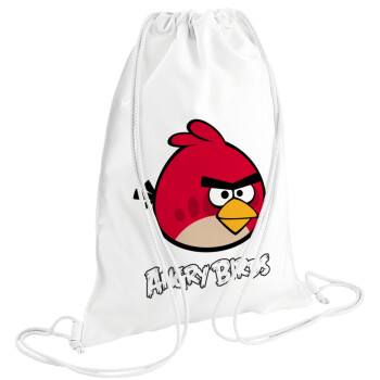 Angry birds Terence, Backpack pouch GYMBAG white (28x40cm)