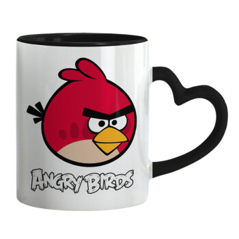 Angry birds Terence, Mug heart black handle, ceramic, 330ml