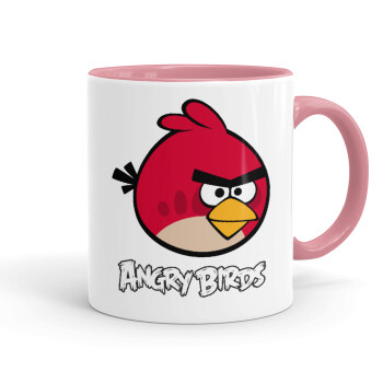 Angry birds Terence, Κούπα χρωματιστή ροζ, κεραμική, 330ml
