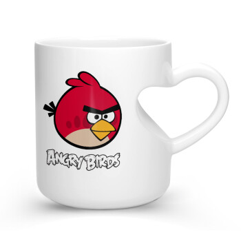 Angry birds Terence, Κούπα καρδιά λευκή, κεραμική, 330ml