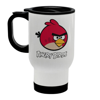 Angry birds Terence, Stainless steel travel mug with lid, double wall white 450ml