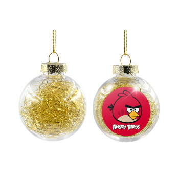 Angry birds Terence, Transparent Christmas tree ball ornament with gold filling 8cm