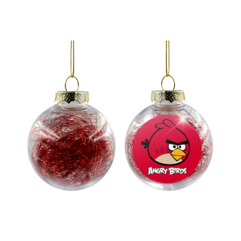 Angry birds Terence, Transparent Christmas tree ball ornament with red filling 8cm