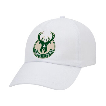 Milwaukee bucks, Καπέλο Ενηλίκων Baseball Λευκό 5-φύλλο (POLYESTER, ΕΝΗΛΙΚΩΝ, UNISEX, ONE SIZE)