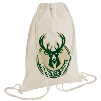 Milwaukee bucks, Backpack bag GYMBAG natural (28x40cm)