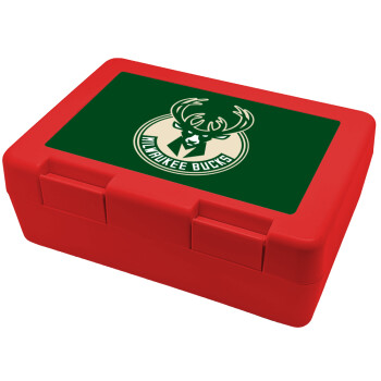 Milwaukee bucks, Παιδικό δοχείο κολατσιού ΚΟΚΚΙΝΟ 185x128x65mm (BPA free πλαστικό)