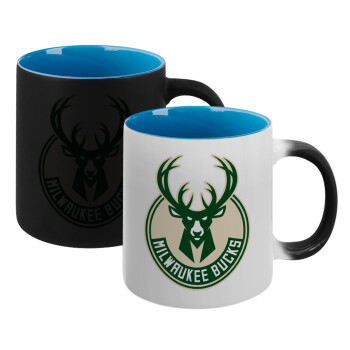 Milwaukee bucks, Κούπα Μαγική εσωτερικό μπλε, κεραμική 330ml που αλλάζει χρώμα με το ζεστό ρόφημα