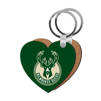 Milwaukee bucks, Μπρελόκ Ξύλινο καρδιά MDF