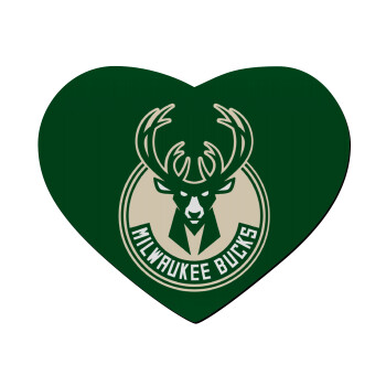 Milwaukee bucks, Mousepad heart 23x20cm