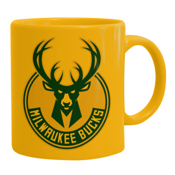 Milwaukee bucks, Ceramic coffee mug yellow, 330ml (1pcs)