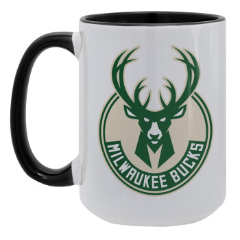 Milwaukee bucks, Κούπα Mega 15oz, κεραμική Μαύρη, 450ml