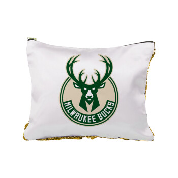 Milwaukee bucks, Sequin Gold Pouch Cosmetic Bag