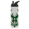 Metallic thermos bottle with straw & handle, stainless steel (Stainless steel 304), double-walled, 600ml.