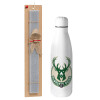 Easter Set, metallic Inox water bottle (700ml) & Easter scented flat candle (30cm) (GRAY)