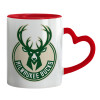 Mug heart red handle, ceramic, 330ml