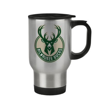 Milwaukee bucks, Stainless steel travel mug with lid, double wall 450ml