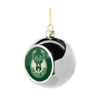 Milwaukee bucks, Silver 8cm Christmas tree ball ornament