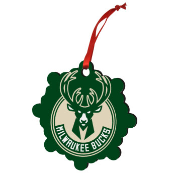 Milwaukee bucks, Χριστουγεννιάτικο στολίδι snowflake ξύλινο 7.5cm