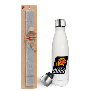 Phoenix Suns, Easter candle, metallic white thermos bottle (500ml) & aromatic flat candle (30cm) (GRAY)