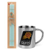 Easter Set, metallic thermal cup (300ml) & aromatic flat Easter candle (30cm) (TURQUOISE)