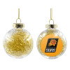 Transparent Christmas tree ball ornament with gold filling 8cm