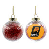 Transparent Christmas tree ball ornament with red filling 8cm