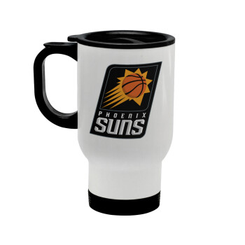 Phoenix Suns, Stainless steel travel mug with lid, double wall white 450ml