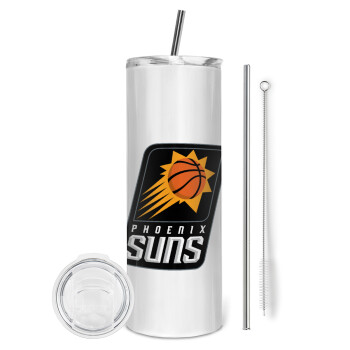 Phoenix Suns, Eco friendly ποτήρι θερμό (tumbler) από ανοξείδωτο ατσάλι 600ml, με μεταλλικό καλαμάκι & βούρτσα καθαρισμού