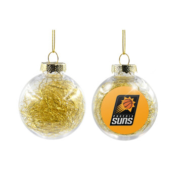 Phoenix Suns, Transparent Christmas tree ball ornament with gold filling 8cm