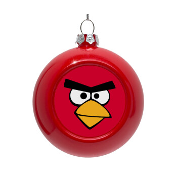 Angry birds eyes, Στολίδι Χριστουγεννιάτικη μπάλα δένδρου Κόκκινη 8cm