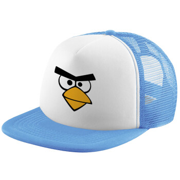 Angry birds eyes, Child's Soft Trucker Hat with Blue/White Mesh (POLYESTER, CHILD, ONE SIZE)