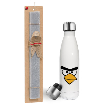 Angry birds eyes, Easter candle, metallic white thermos bottle (500ml) & aromatic flat candle (30cm) (GRAY)